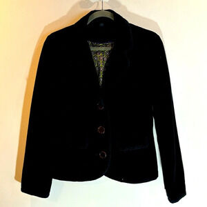 BODEN UK Sz 12 (US 8 equivalent) Velvet Blazer With Contrasting Trim Pockets